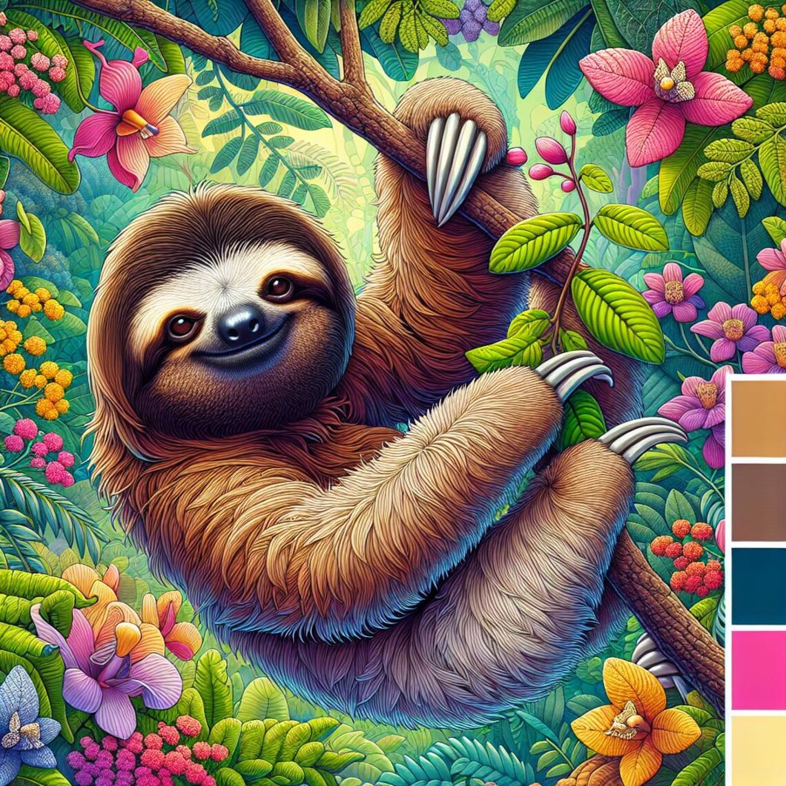 Hang in There Sloth Illustration Digital Wall Art Printable - Etsy