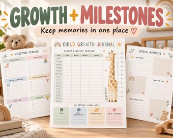 Diario de crecimiento infantil: Registro imprimible de altura, peso e hitos del desarrollo