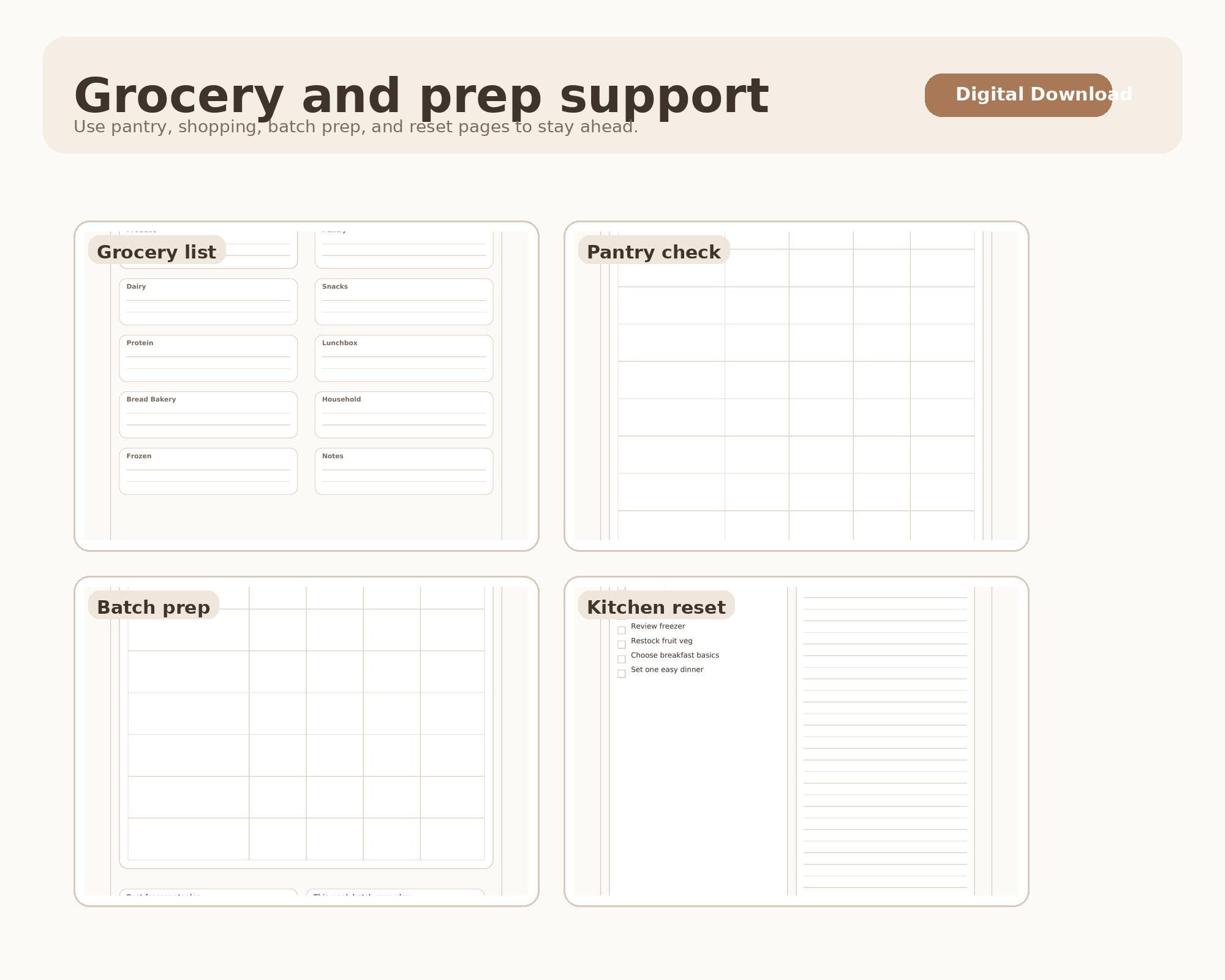 Family Meal Planner Printable Weekly Menu Grocery List Kids Lunch ...