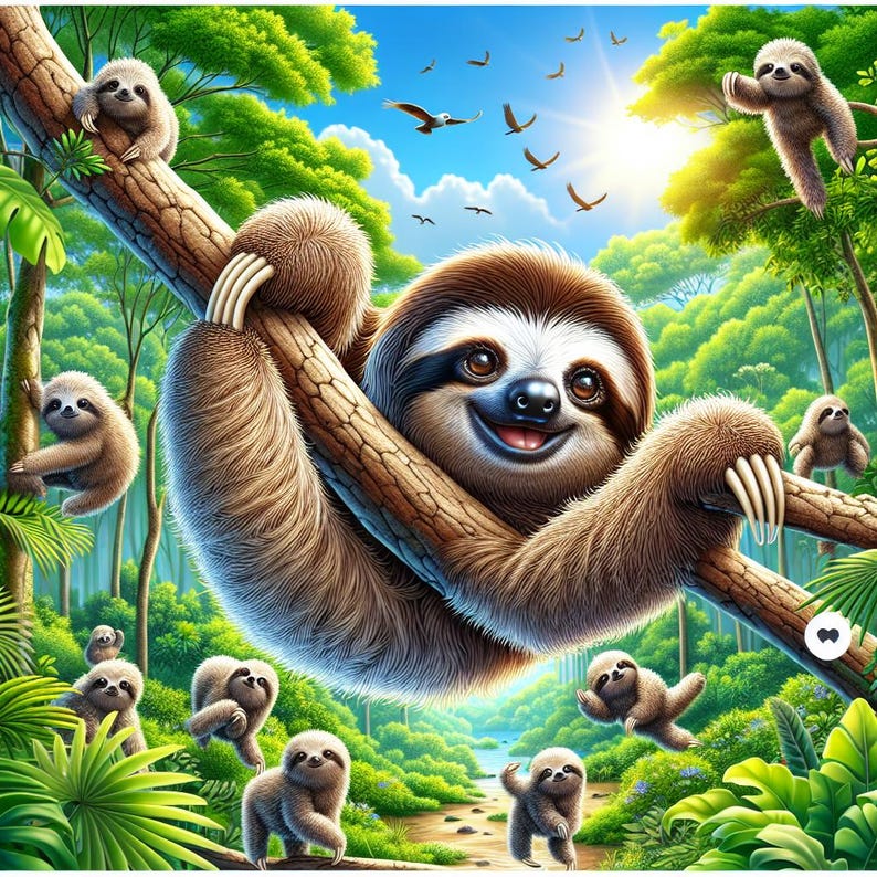 Hang in There Sloth Illustration Digital Wall Art Printable - Etsy