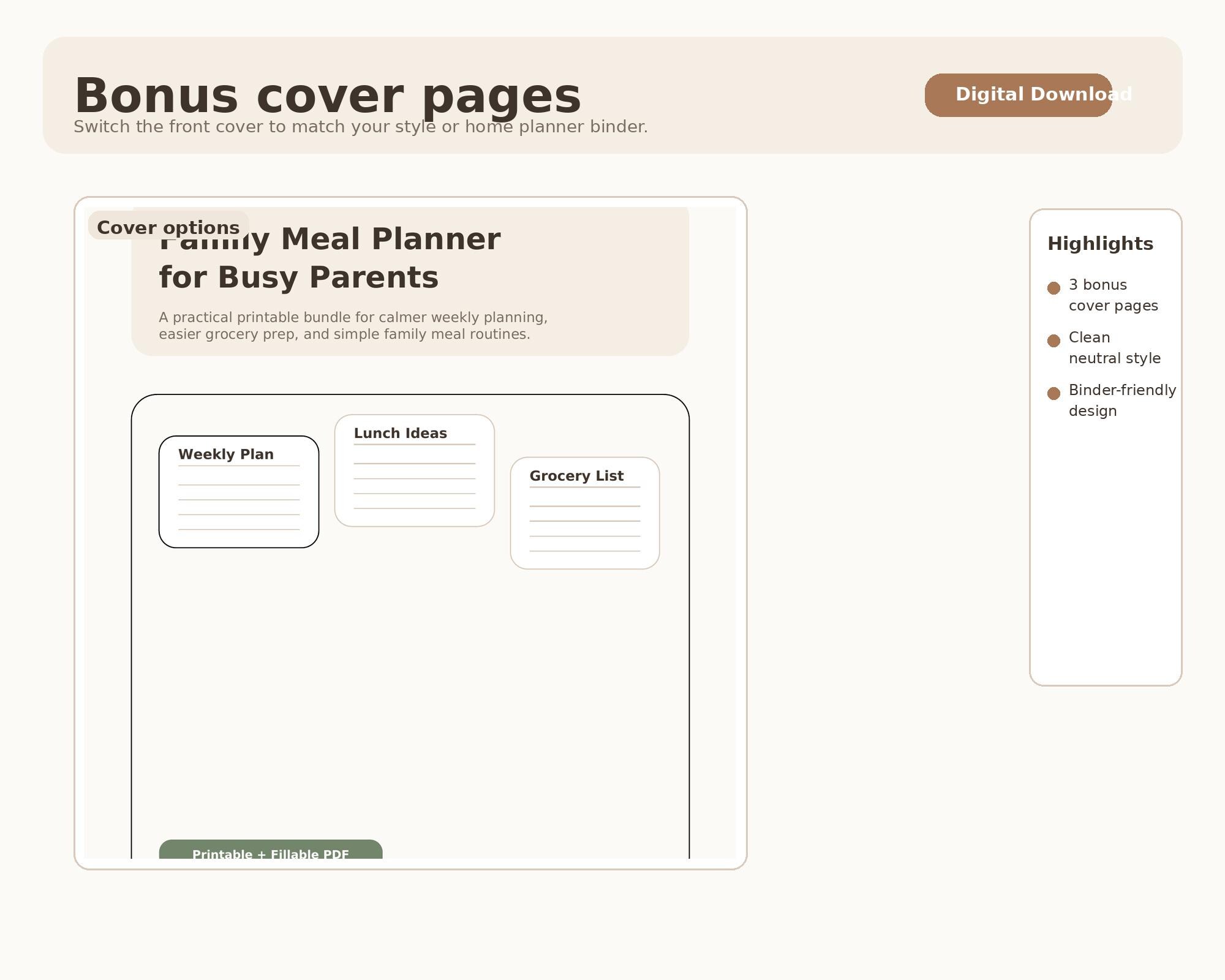 Family Meal Planner Printable Weekly Menu Grocery List Kids Lunch ...