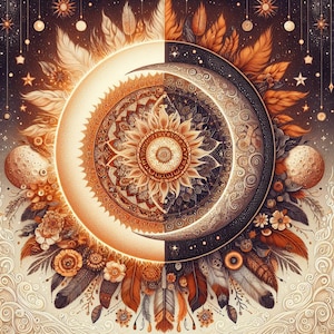 Boho Sun and Moon Digital Wall Art - Celestial Bohemian Print, Mystical Sun & Moon Décor, Spiritual Wall Art, Instant Download