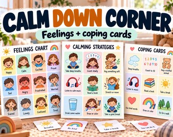 Kit Rincón de la Calma: Tabla de emociones y tarjetas de afrontamiento para niños