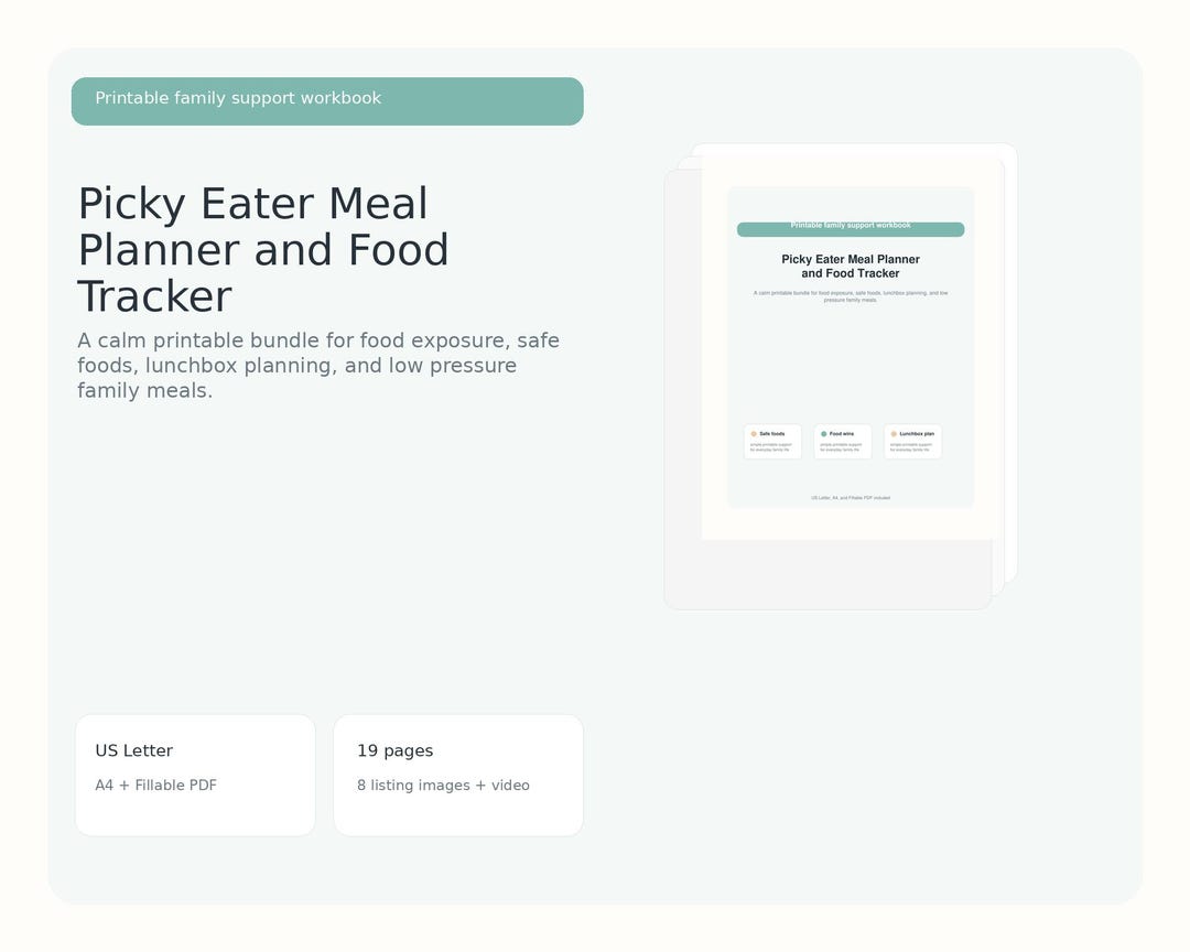 Picky Eater Meal Planner and Food Tracker (digital Download) - Etsy