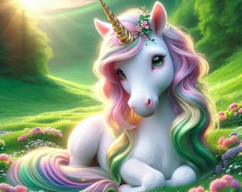 Magical Unicorn Illustration Digital Wall Art Printable