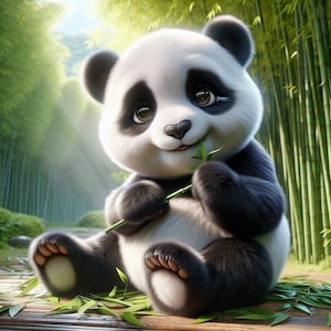 Adorable Panda Illustration Digital Wall Art Printable