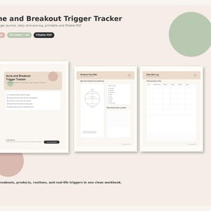 Acne and Breakout Trigger Tracker Printable | Skin Trigger Journal | Daily Skincare Log | Fillable PDF