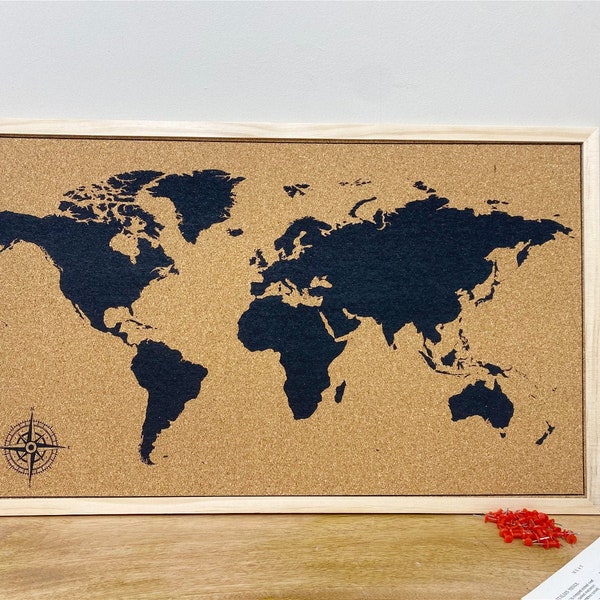 World Map Cork Board Etsy UK