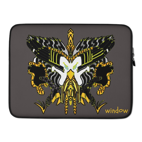 Funky Bird Abstract Creature Laptop Zipper Case / Nature Laptop Sleeve / 13 inch Laptop Bag / 15 inch Laptop Cover / Computer Accessories