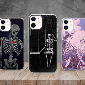 Gothic Skeleton Phone Case, Spooky Cover For iPhone 14 Max, 13, 12, 11 Pro, Xs, Xr, 7, 8+, SE, Samsung S22, S21, S20, S10,A12, Huawei P30