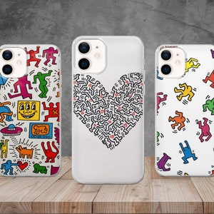 Keith Haring Phone Case, Art Cover For iPhone 14 Max, 13, 12, 11 Pro, Xs, Xr, 7, 8+, SE, Samsung S22, S21, S20, S10,A12, Huawei P30