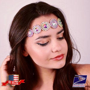 New AB Color Round Headband Crystal for Women Luxury Wedding Jewelry Bride Party Accessories Decoration Y2k Rhinestone