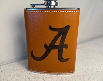 Alabama Crimson Tide Leather Flask