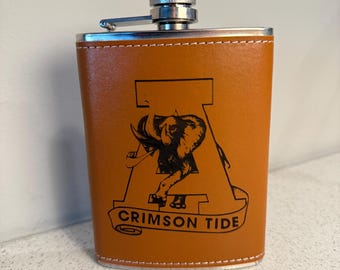 Vintage Alabama Crimson Tide Leather Flask