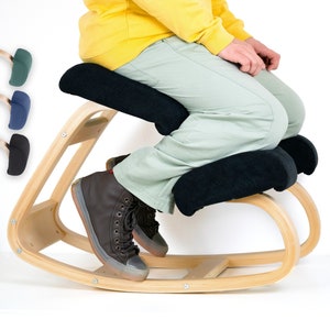 VILNO Ergonomic Kneeling Office Chair - Rocking Wooden Computer Desk Chairs, Back Neck Spine Pain Relief, Better Posture, Knee Support Stool