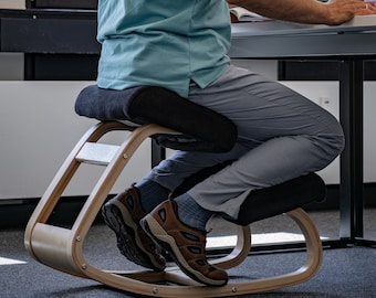 Black ergonomic kneeling office chair, meditation furniture variable balans stool, massage chair for good position boss day gift