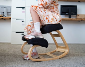 Ergonomic wooden chair, rocking chair, meditation chair, kneeling chair, posture corrector, mid century modern