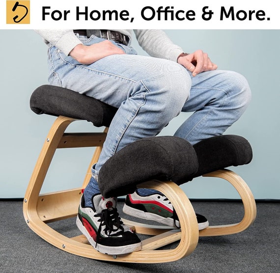 Ergonomic Kneeling Chair Rocking Office Desk Stool Upright Posture-Black