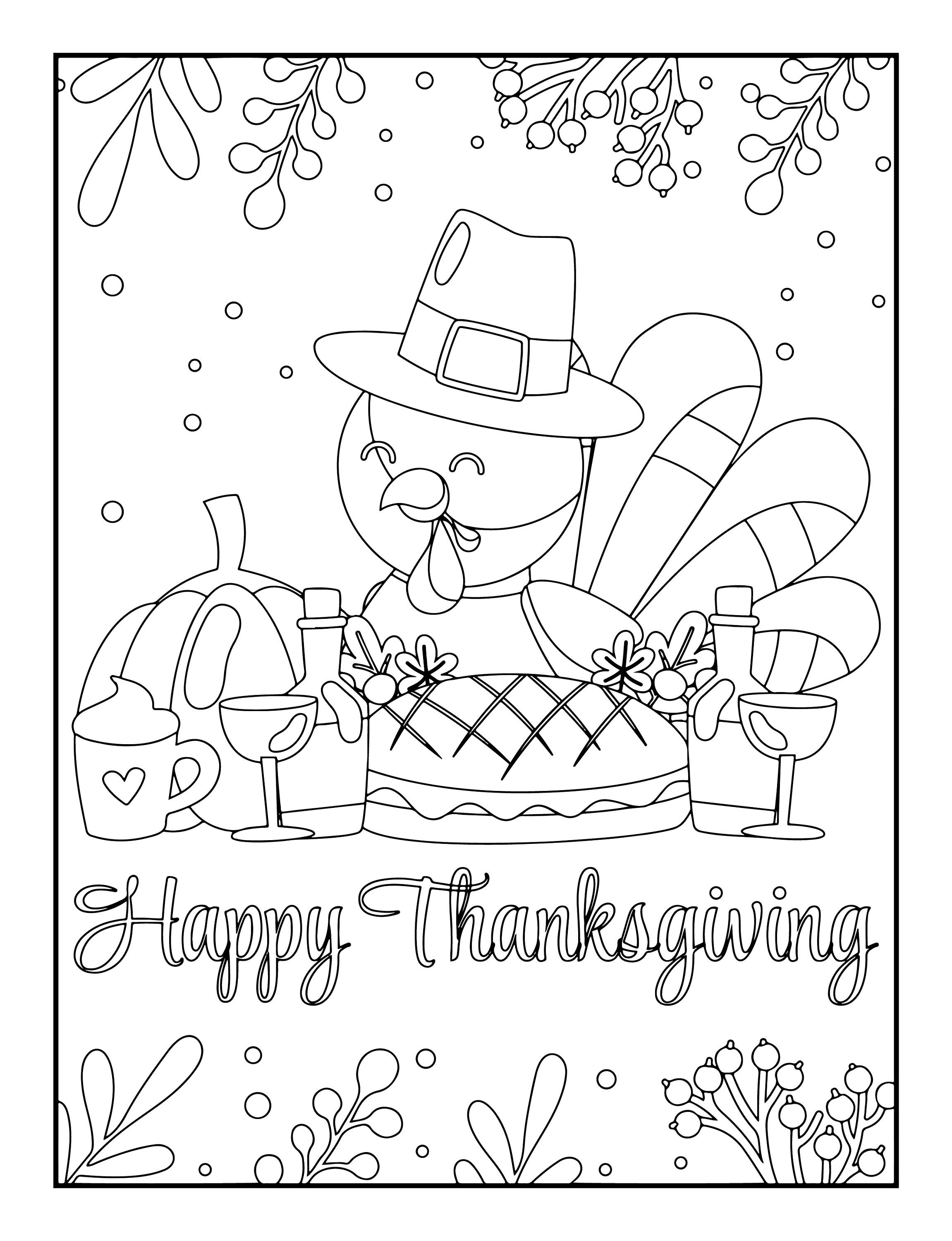 Thanksgiving Coloring Pages For Kids Printable Download Fall 