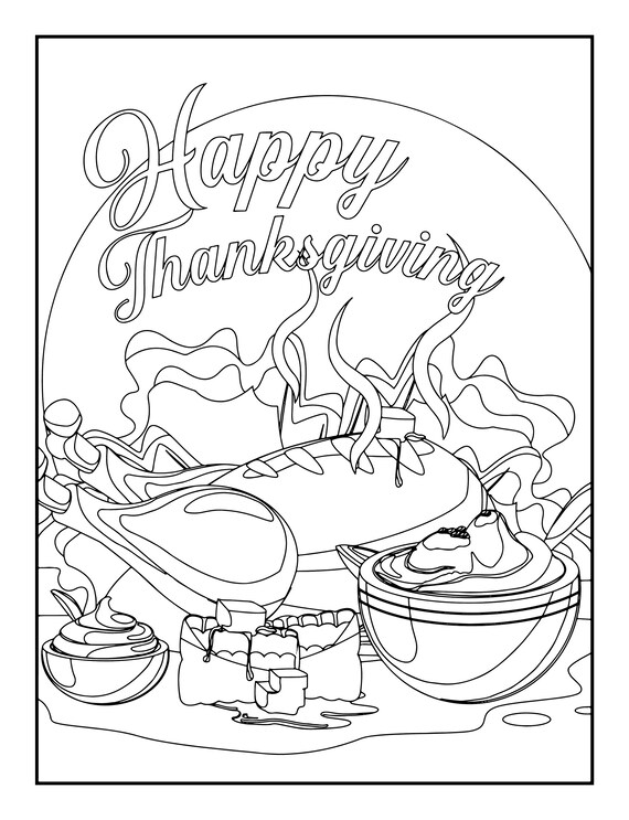 Thanksgiving Coloring Pages Set of 3 Printable Coloring Sheets Hand-drawn  Instant Download Fall Party Activities Classroom 
