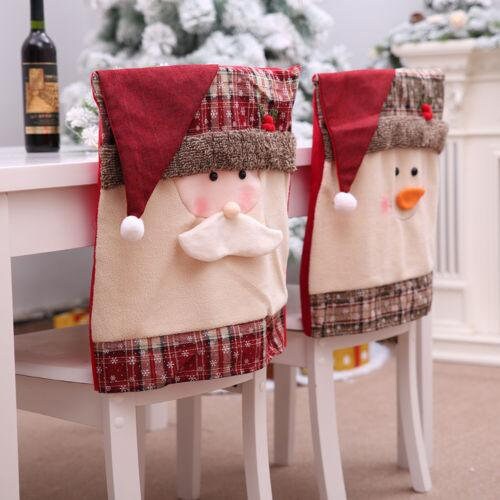 002 pieces - velvet com-four® 2x chair covers for Christmas Chair cover Premium chair cover in the Christmas design Christmas decoration for chairs 
