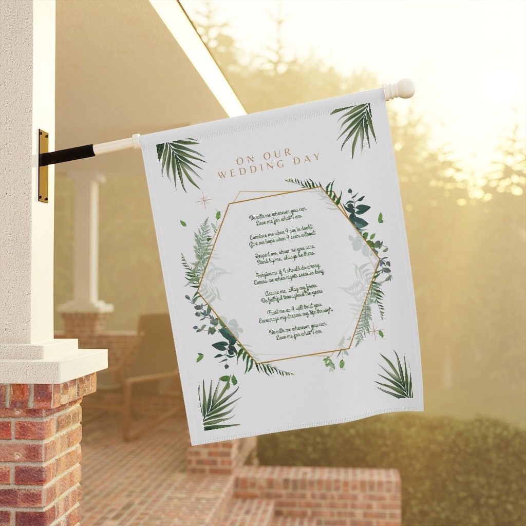 On Our Wedding Day Quote, Personalised Photo Wedding Theme Garden Flag ...