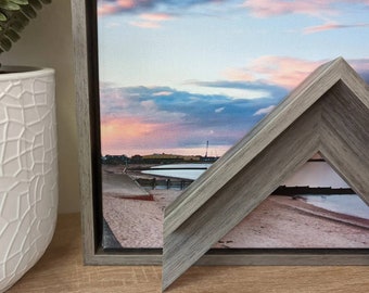 Mid Grey Veneer Canvas Floater Frame 26mm Deep | Canvas Floater frames for Canvas Pictures or artwork | Canvas Tray Frames