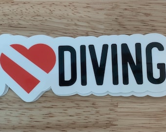 I Love Diving Vinyl Sticker - Scuba Diver Decal