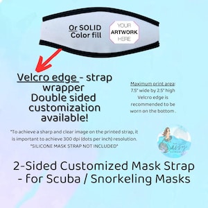 Customizable (2 sided) Mask Strap with Velcro closure, Scuba mask strap, snorkel mask strap, scuba, snorkeling gear