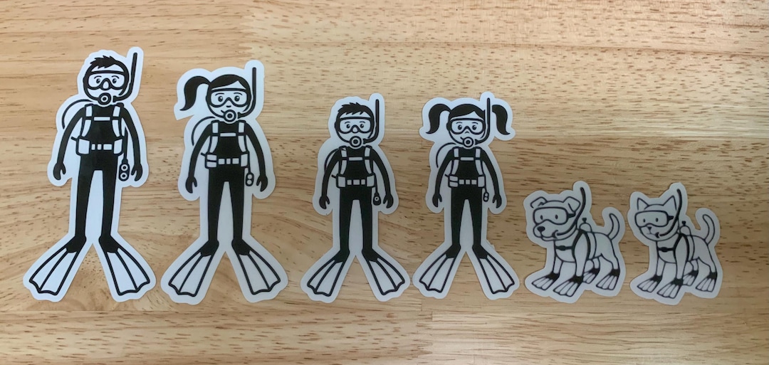 Scuba Cat Sticker Scuba Diving Stick Family Stickers - Car Decals - Etsy