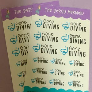 Gone Diving sheet stickers with Icon