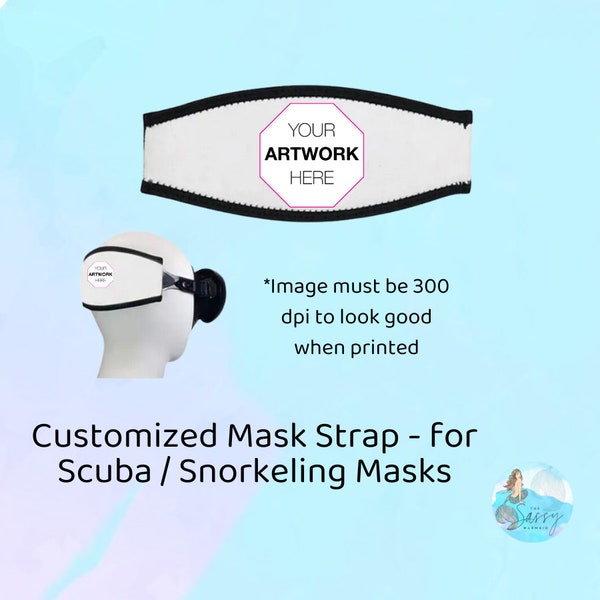 Custom Scuba Mask Straps, sublimation printed mask straps, add your own photo or scene!  Great for Scuba and Snorkeling Masks.