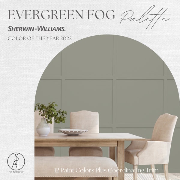 Evergreen Fog Paint Palette | Sherwin Williams Color Palette | Professional Paint Scheme | e-design | Interior Design