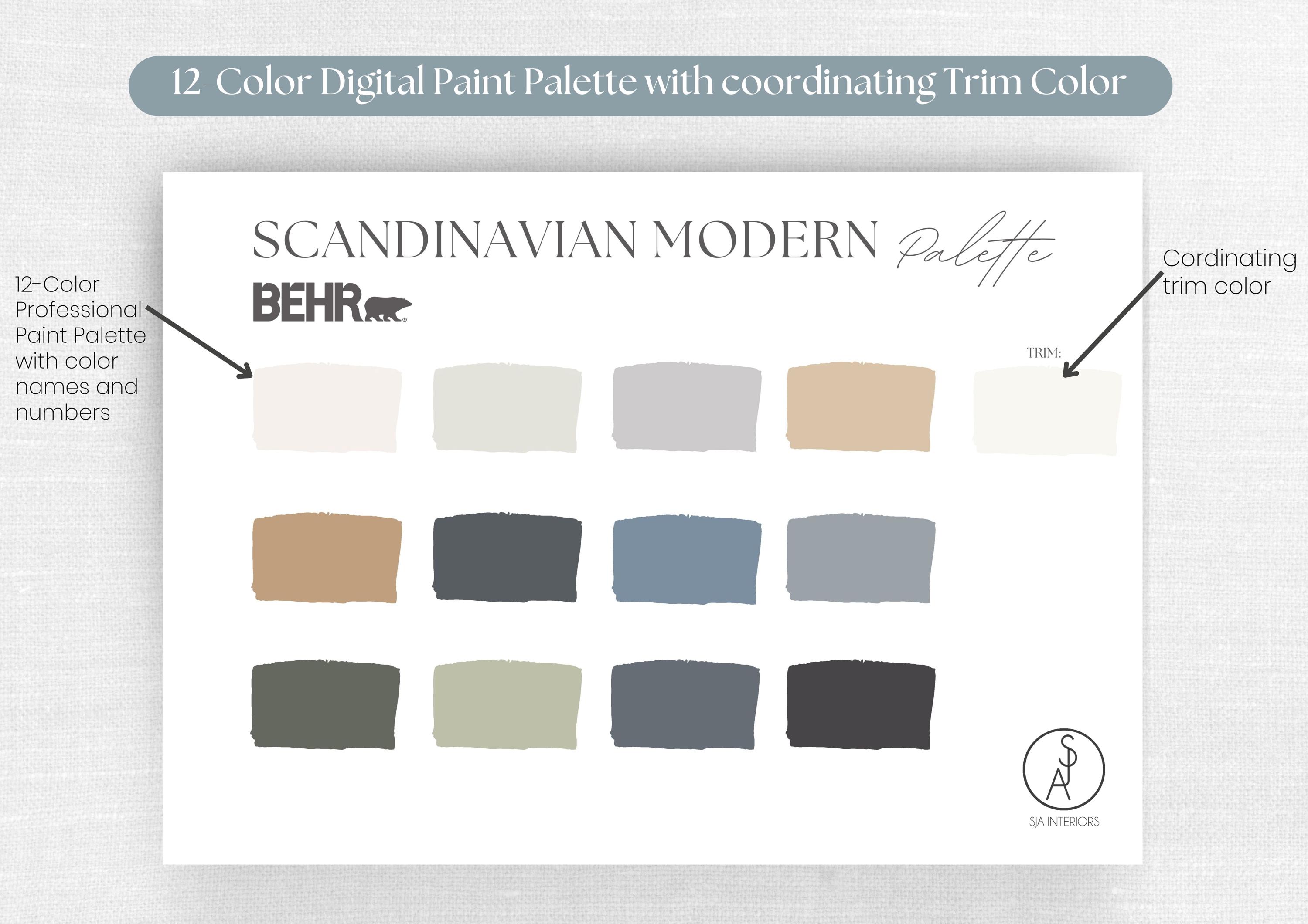 Scandinavian Modern Color Palette | Behr | Professional Paint Scheme | Interior  Design | E-design - Etsy, image size:3000x2121