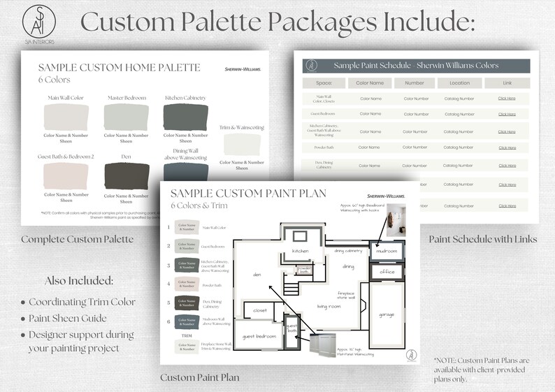 Custom Sherwin Williams Color Palette: Interior Design Project - Etsy