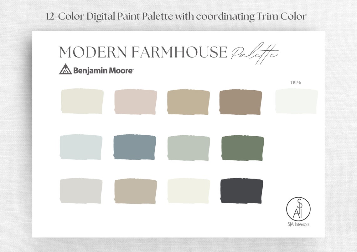 Modern Farmhouse Paint Color Palette Benjamin Moore Professional Color ...