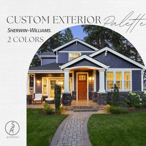 2-Color Custom Exterior Paint Palette | Exterior Rendering | Sherwin Williams | Interior Design | e-design