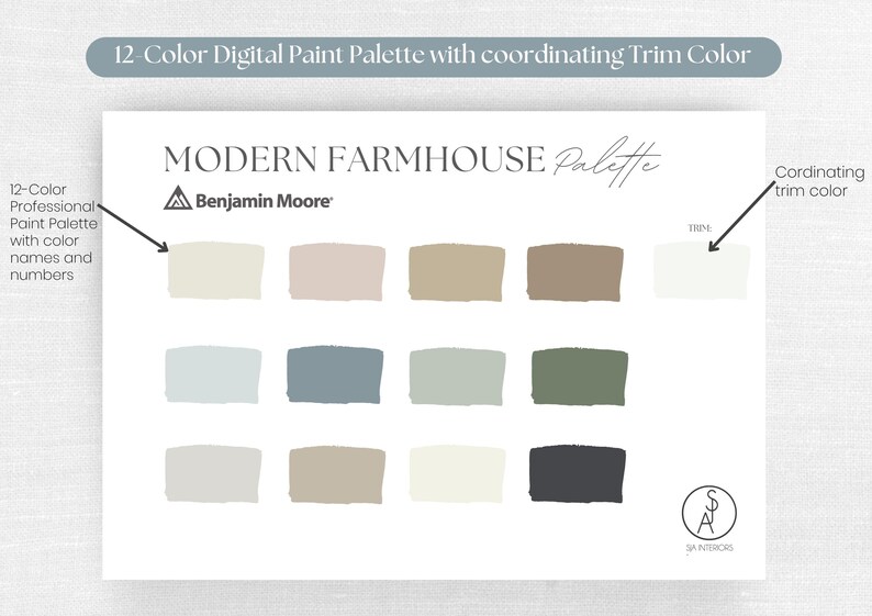 Modern Farmhouse Paint Color Palette | Benjamin Moore | Professional ...
