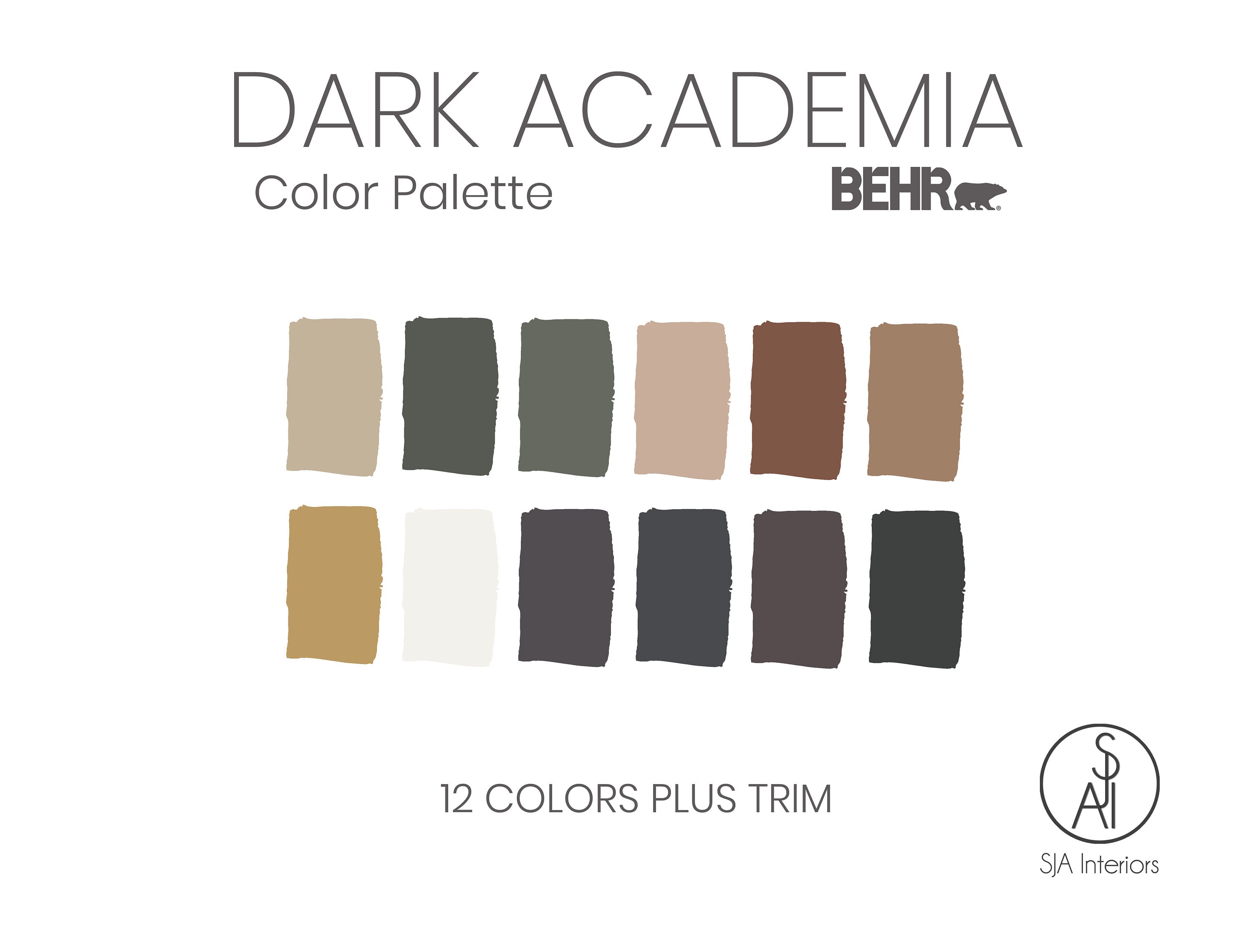 Dark Academia Paint Palette Behr Interior Paint Color Etsy