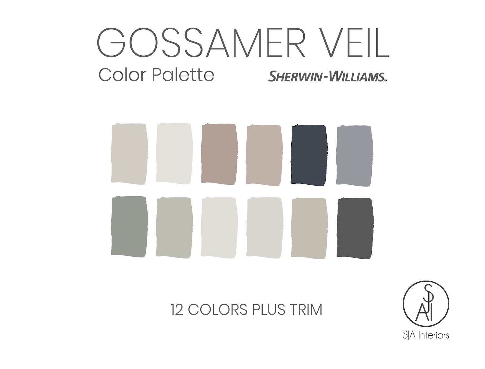 Gossamer Veil Paint Palette Sherwin Williams Color Palette Etsy