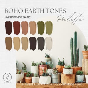 BoHo Earth Tones Paint Palette | Sherwin Williams | e-design | Professional Paint Scheme | Interior Design
