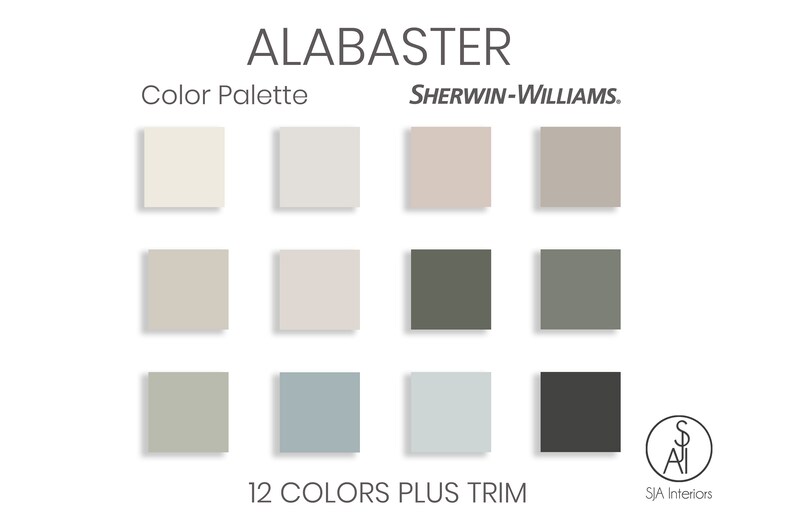 Alabaster Paint Palette Sherwin Williams Interior Home Etsy