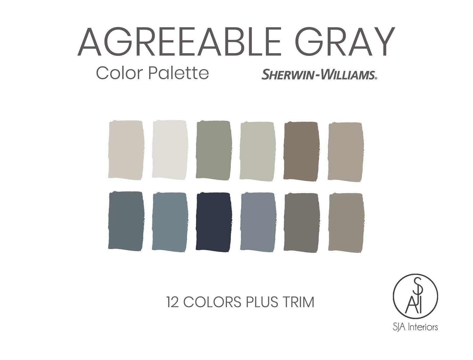Agreeable Gray Paint Palette Sherwin Williams Interior Etsy