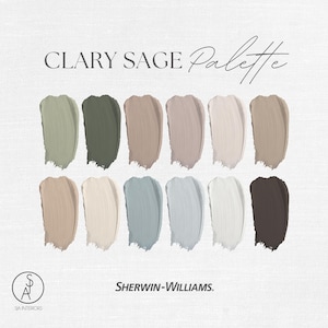 Clary Sage Paint Palette | Sherwin Williams Color Palette | Professional Paint Scheme | e-design | Interior Design