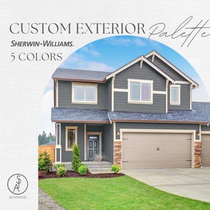 5-Color Custom Exterior Paint Palette | Exterior Rendering | Sherwin Williams | Interior Design | e-design