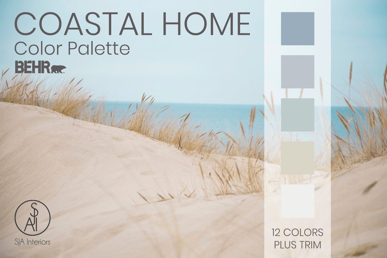 Coastal Home Color Palette Behr Interior Paint Palette Etsy