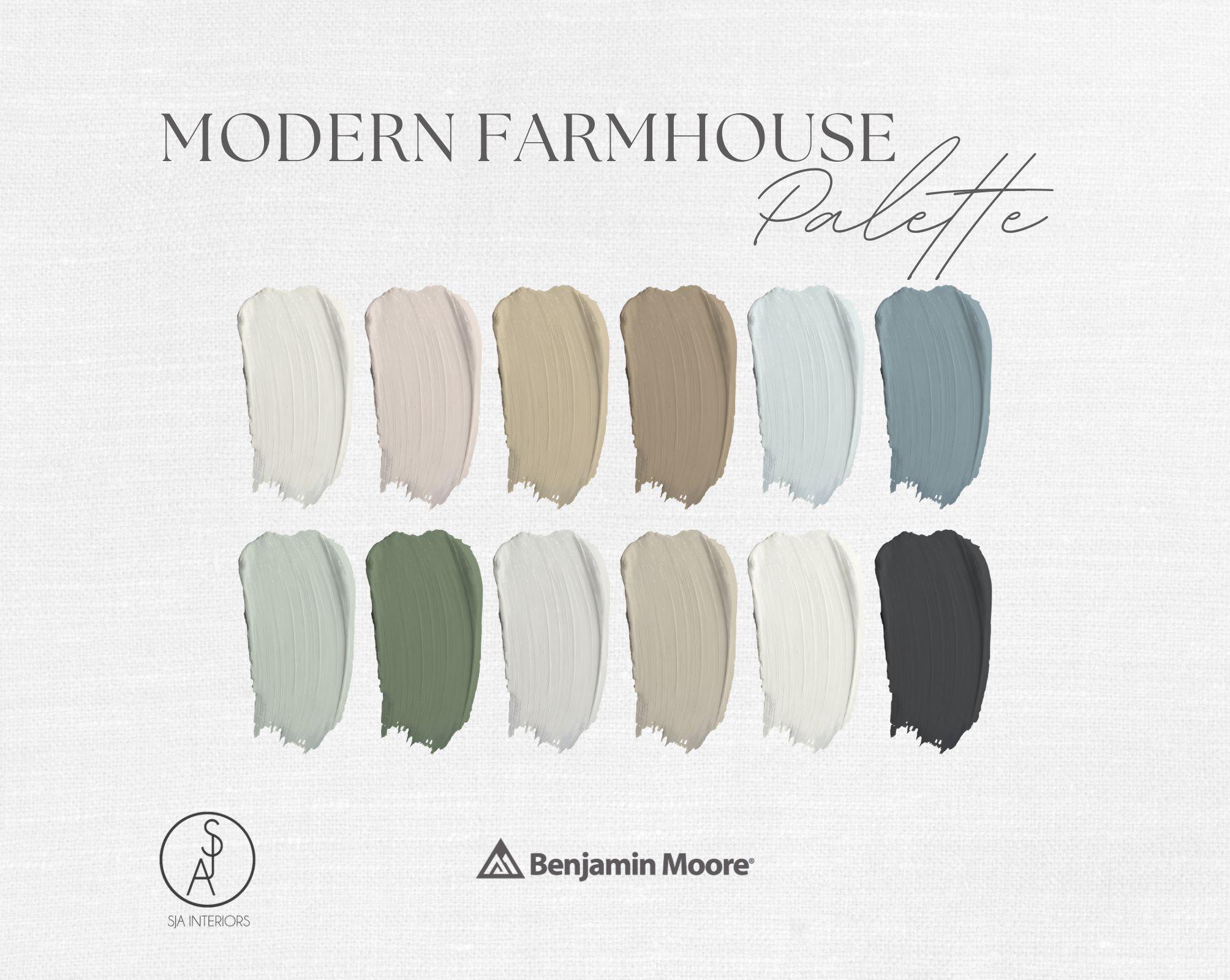 Modern Farmhouse Paint Color Palette | Benjamin Moore | Professional ...