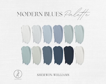 Modern Blues Color Palette | Sherwin Williams | Designer Color Selection | e-design | Interior Design