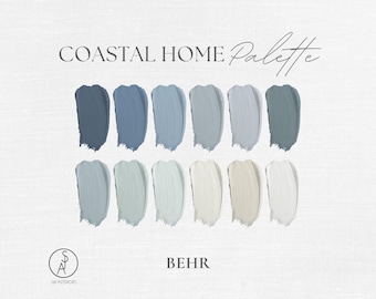 Coastal Home Interior Paint Palette: Behr Color Scheme (Digital Download)