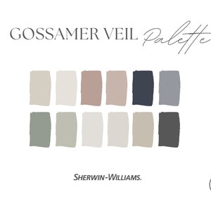 Gossamer Veil Paint Palette | Sherwin Williams Color Palette | Professional Paint Scheme | e-design | Interior Design